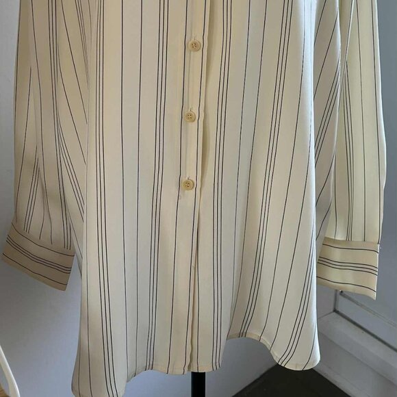 Peter Nygård Pure Silk Cream & Black Windowpane Patterned Blouse  – US 14 - Picture 4 of 13